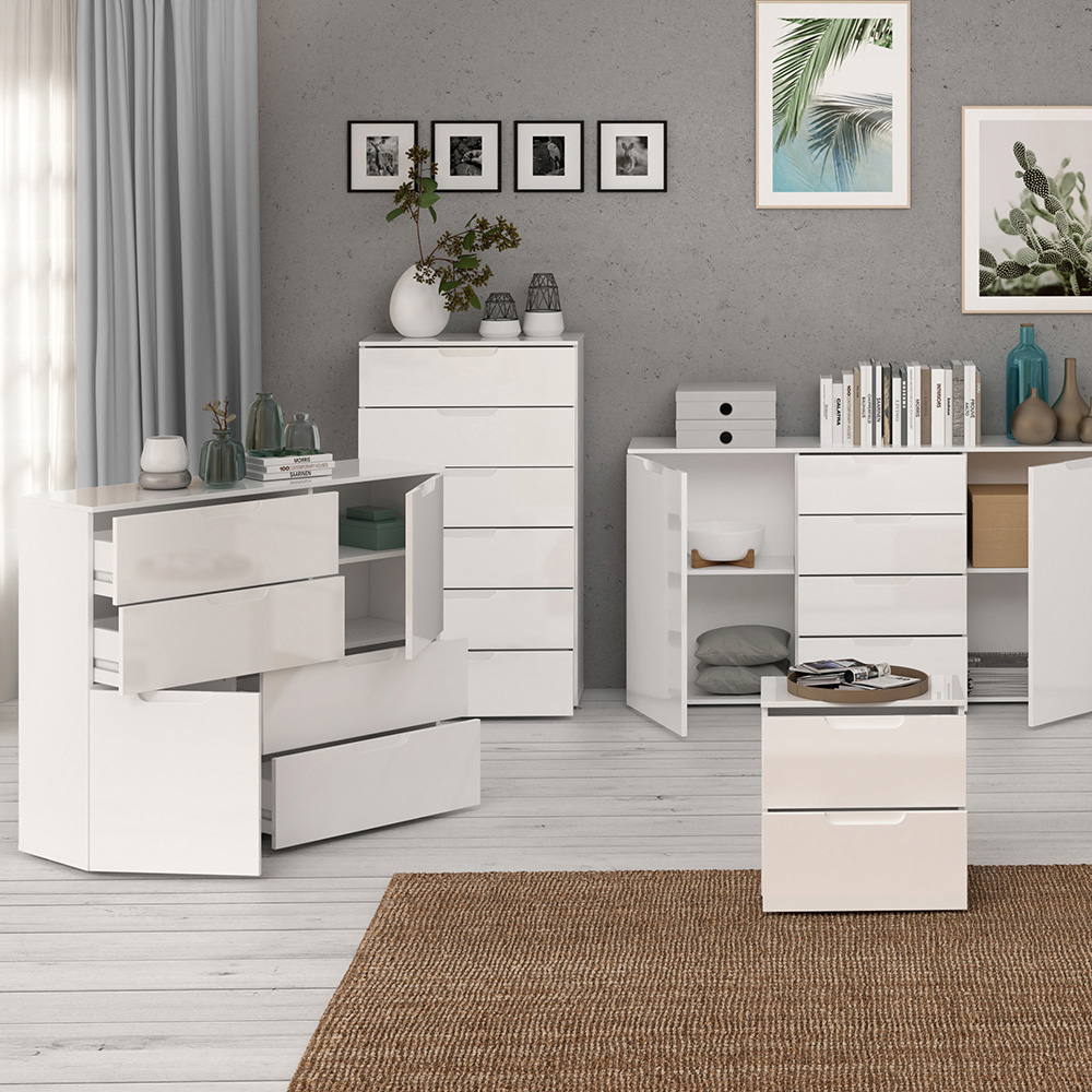 Florence Sienna 6 Drawer White High Gloss Chest of Drawers Image 8