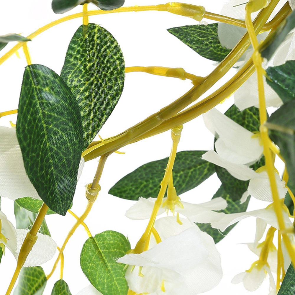 Living and Home Green and White Artificial Wisteria Hanging Garland 200cm 2 Pack Image 6