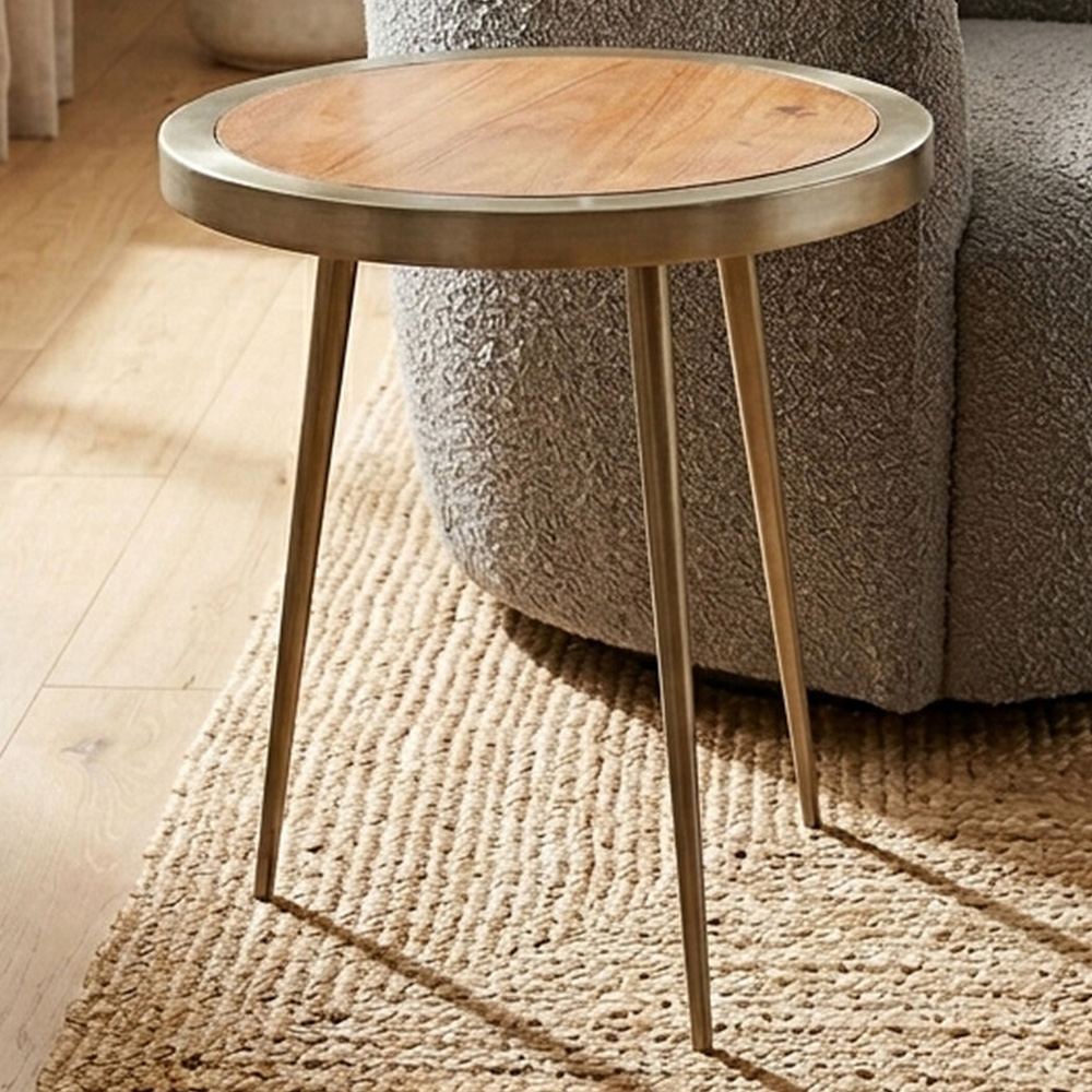 Premier Housewares Almora Acacia Wood Round Side Table Image 1