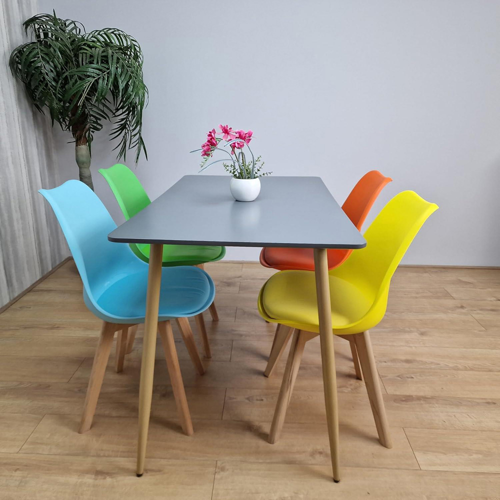 Kosy Koala 4 Seater Plastic and Faux Leather Dining Set Multicolour Image 6