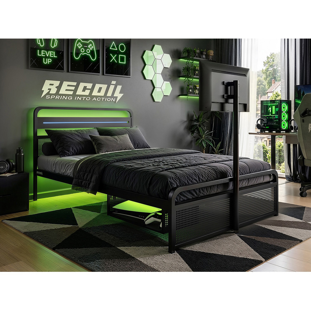 Recoil Panther Small Double Metal TV Bed with Storage Image 5