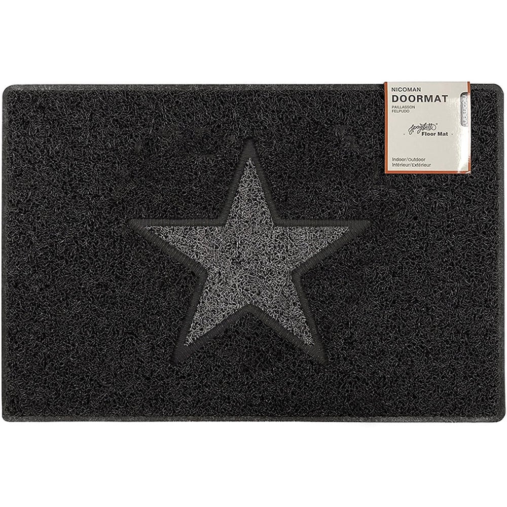 Oseasons Black with Grey Star Doormat 75 x 44cm Image 1