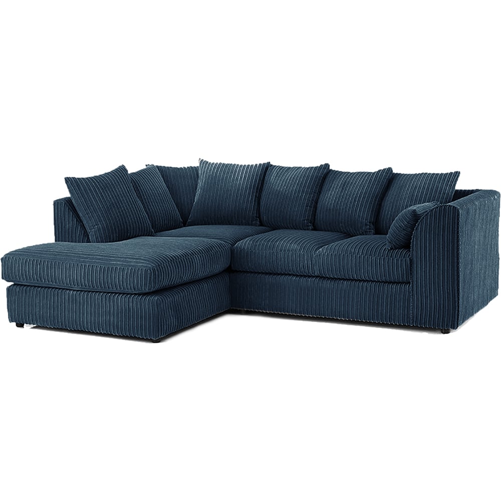 Luxor 3 Seater Navy Blue Jumbo Cord Left Hand Facing Corner Sofa Image 2