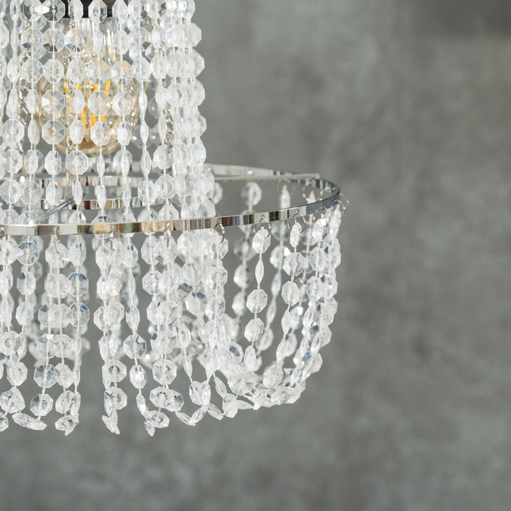 ValueLights Tegan Silver Jewel Droplet Pendant Lamp Shade Image 3