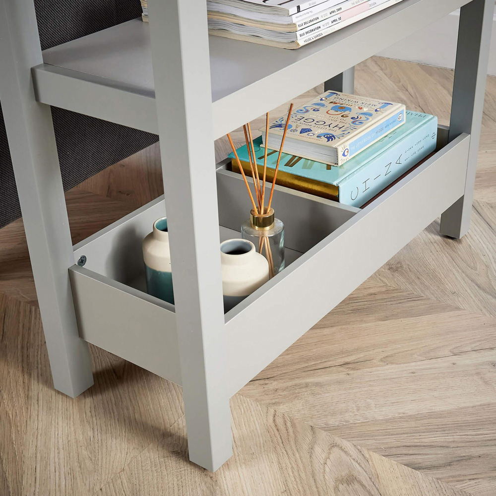Home Source Avon 3 Shelf Grey Slim Side Table Image 3