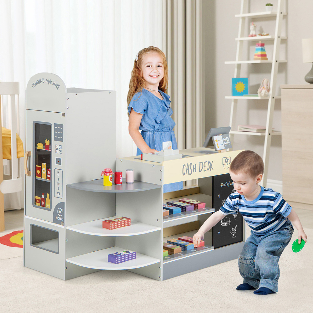 Costway Grey Kids Grocery Store Playset Image 2