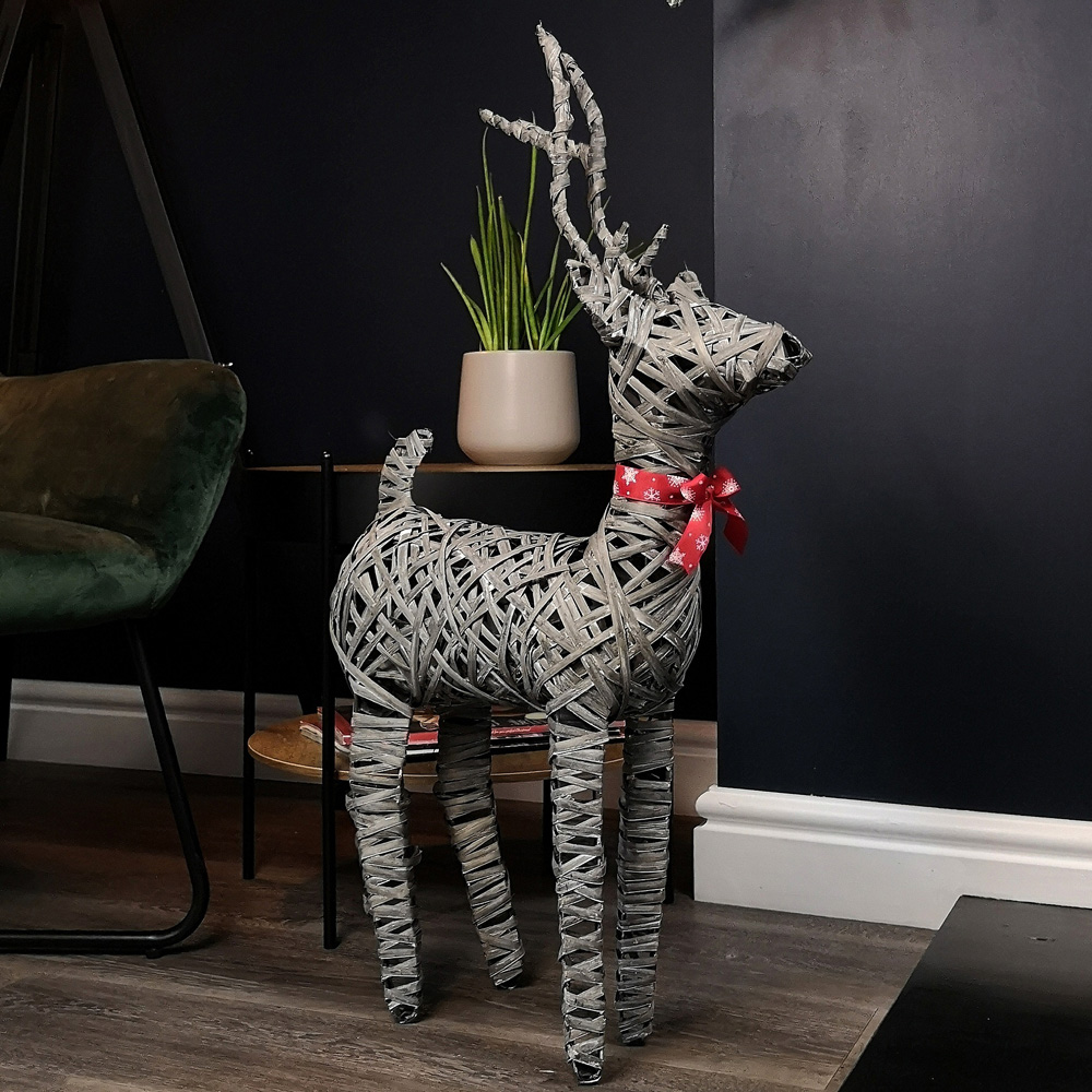Samuel Alexander Rattan Woven Dancer Reindeer Christmas Decoration Image 2