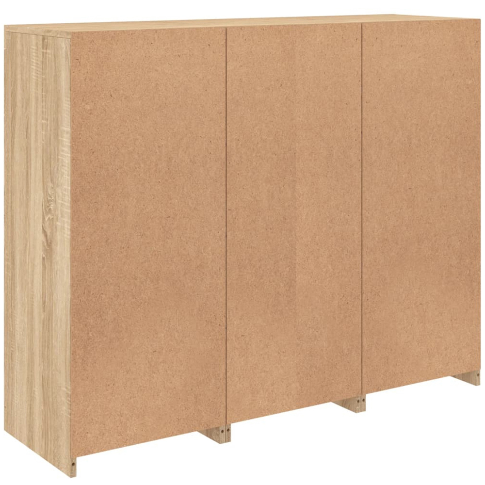 vidaXL 2 Door 8 Shelf Sonoma Oak LED Sideboard 3 Piece Image 7