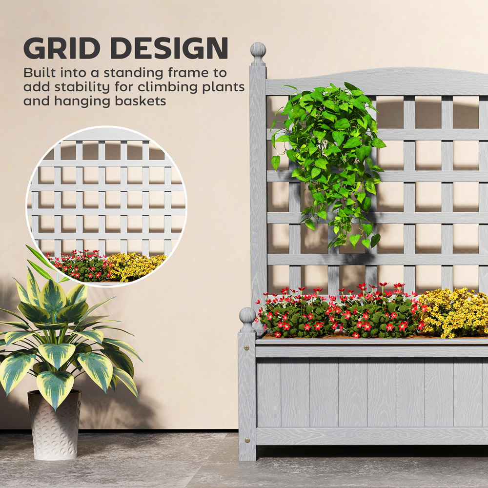 Outsunny Grey Wooden Raised Garden Bed Planter with Trellis 2.5 x 1 x 2ft Image 5