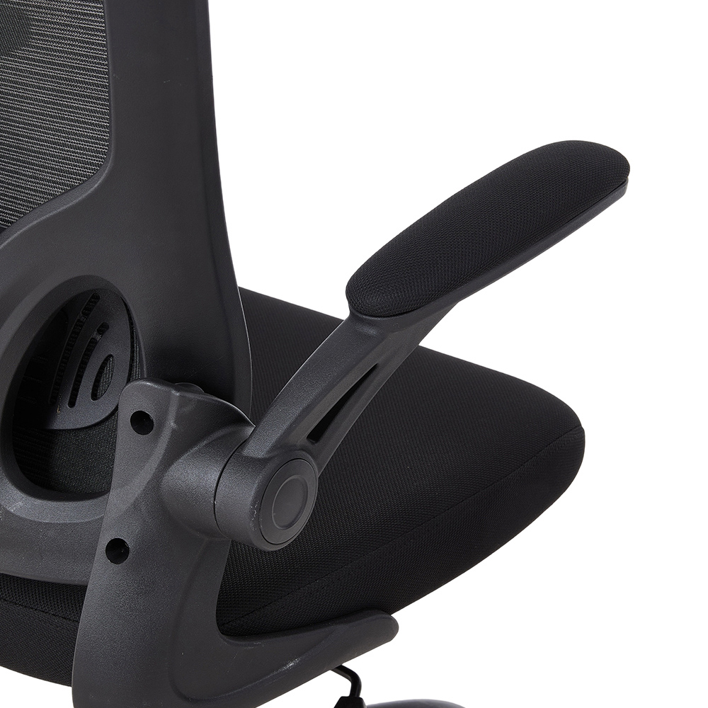 Living and Home Black Adjustable Headrest and Flip-Up Armrest Office Chair Image 7