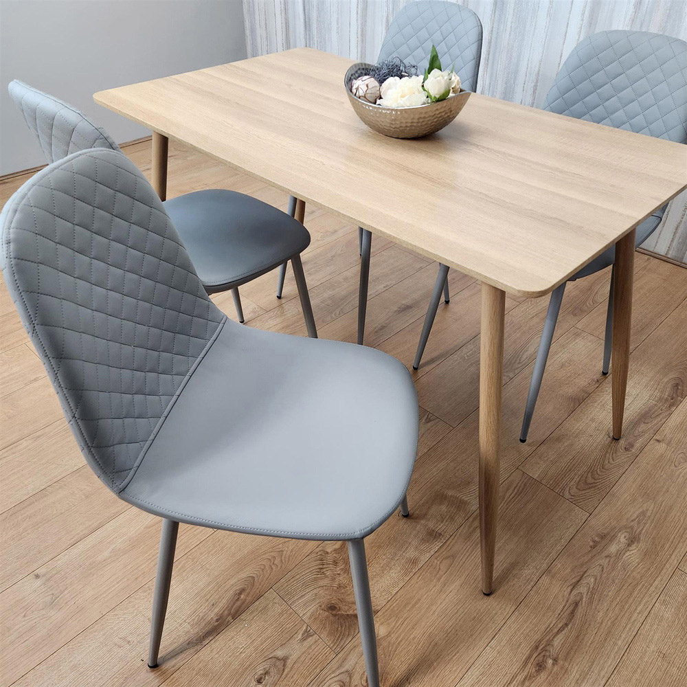 Kosy Koala 4 Seater Faux Leather Rectangular Dining Set Beige and Grey Image 6