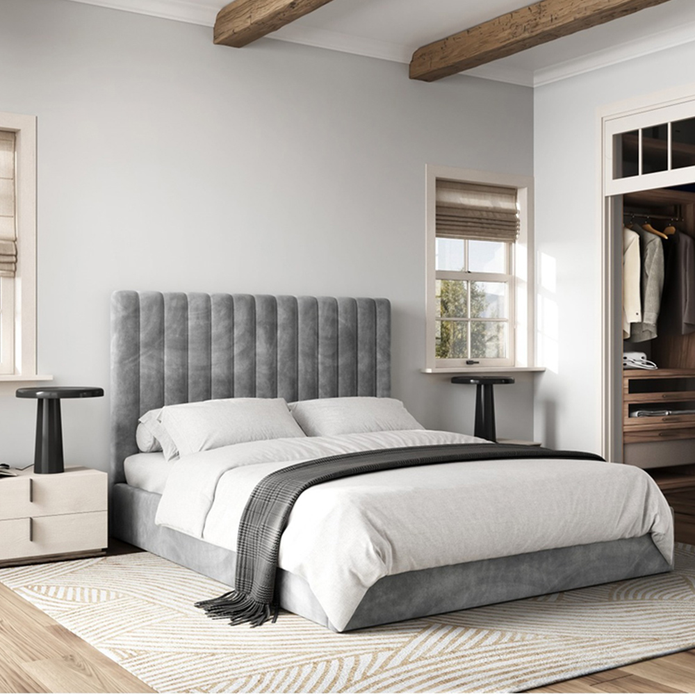 Flair Everley Double Grey Fabric Ottoman Bed Image 3