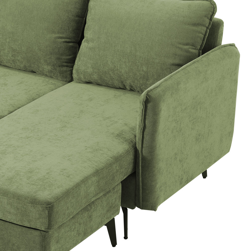 H&O Direct 3 Seater Green Right Hand Facing Chaise Sofa Image 6