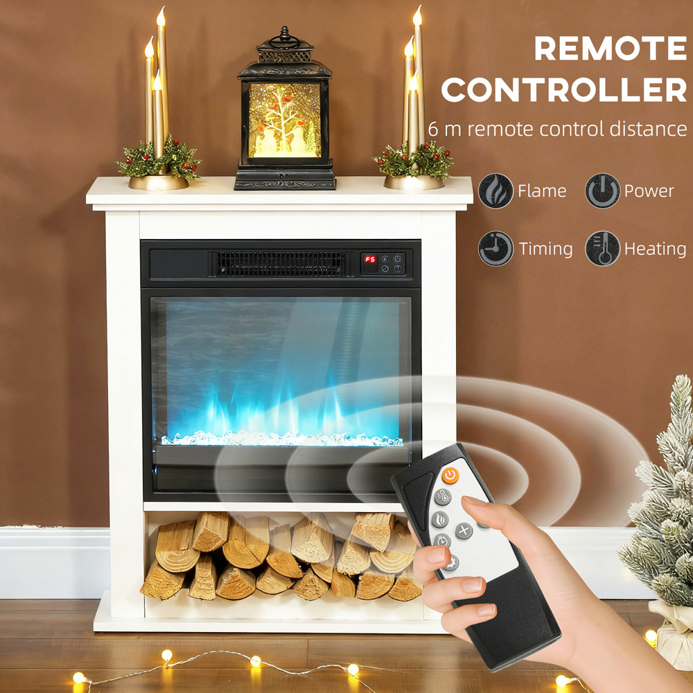 HOMCOM White Electric Fire with Remote and Timer 1800W Image 6