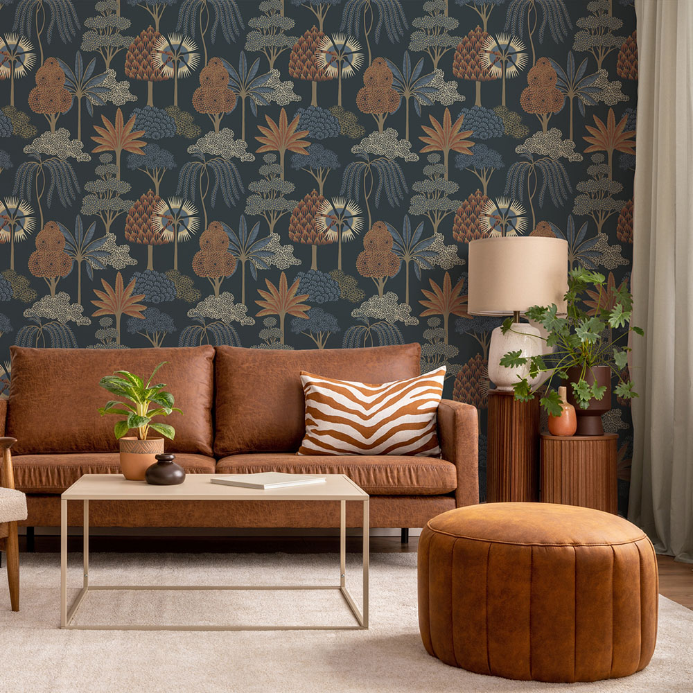 Belgravia Decor Akiko Tree Blue Wallpaper Image 3
