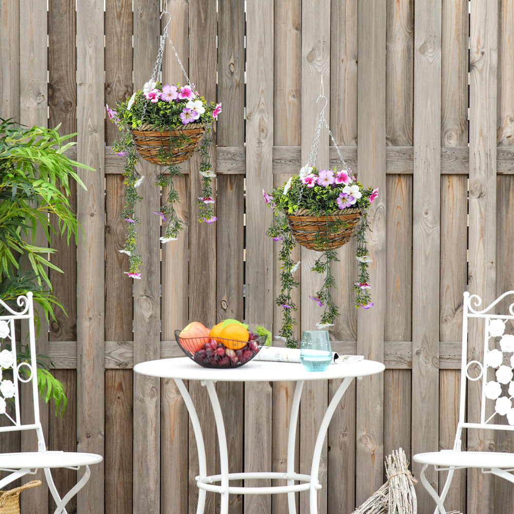 Portland Azalea Flower Artificial Plants in Hanging Basket 2 Pack Image 4