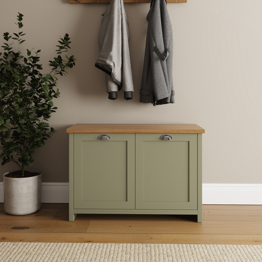 GFW Lancaster 2 Door Sage Green Shoe Cabinet Image 7