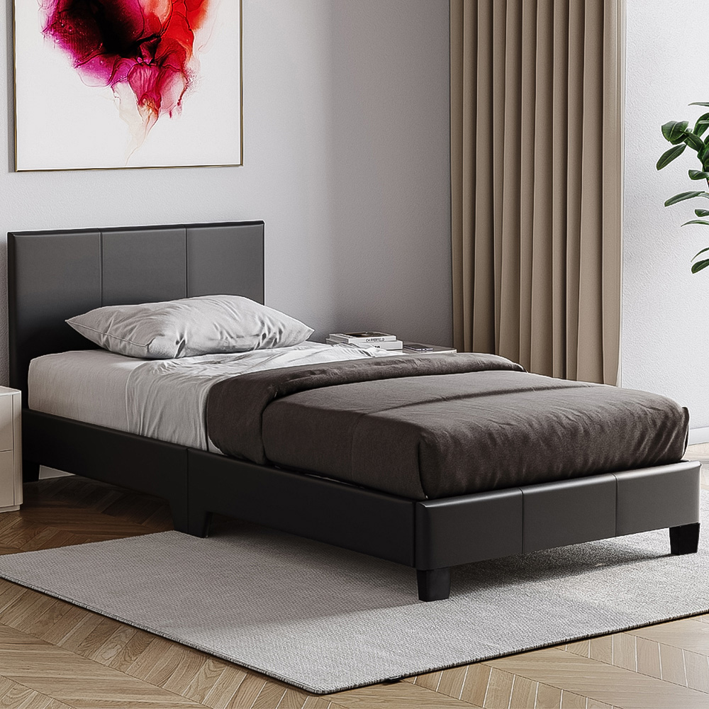 Vida Designs Lisbon Single Black Faux Leather Bed Frame Image 1