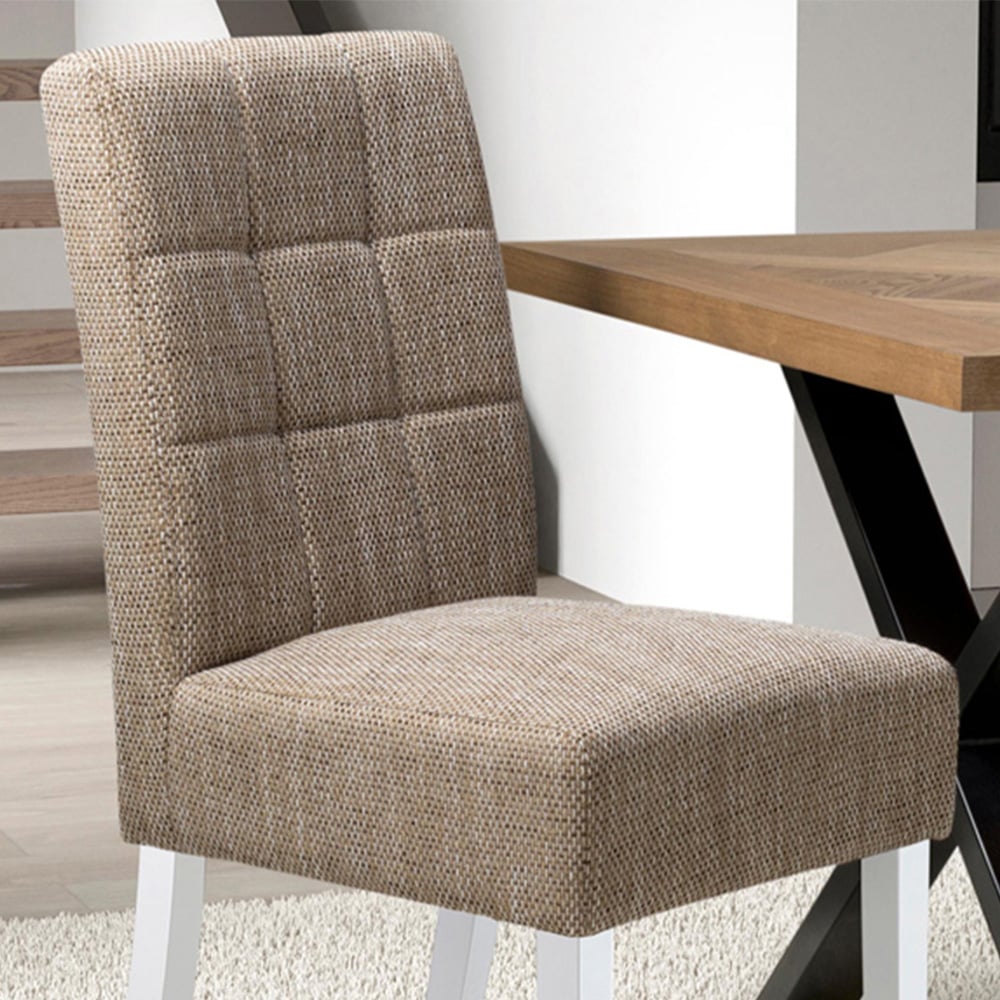 Moseley Set of 2 White Tweed Oatmeal Dining Chair Image 2