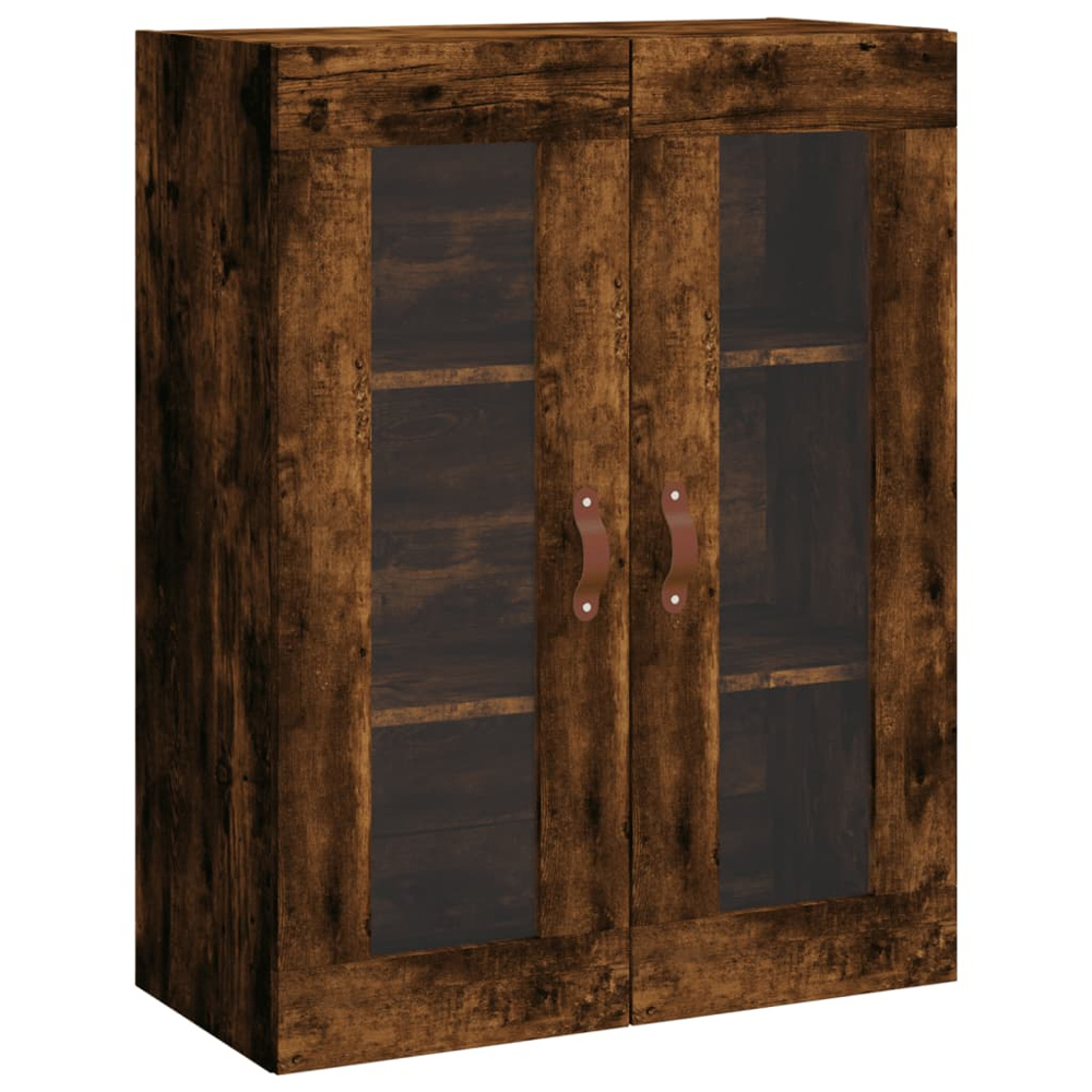 vidaXL 2 Glass Door 3 Drawer Smoked Oak Highboard Image 5