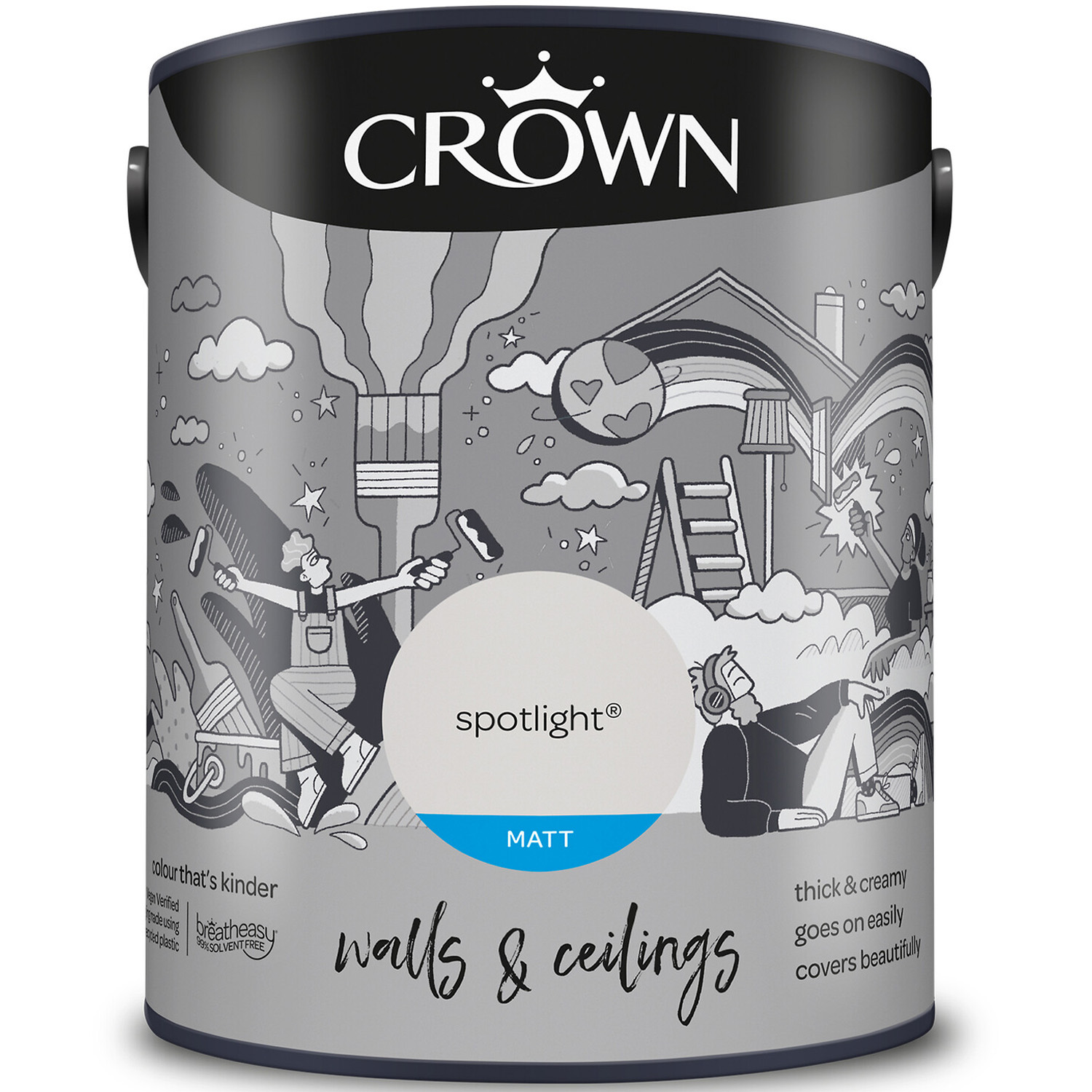 Crown Walls & Ceilings Spotlight Matt Emulsion Paint 5L Image 2