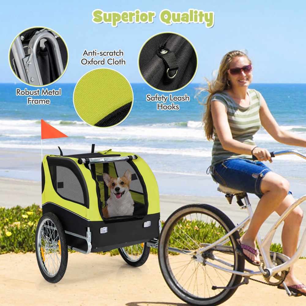 Costway Green Foldable Pet Bike Trailer Image 7
