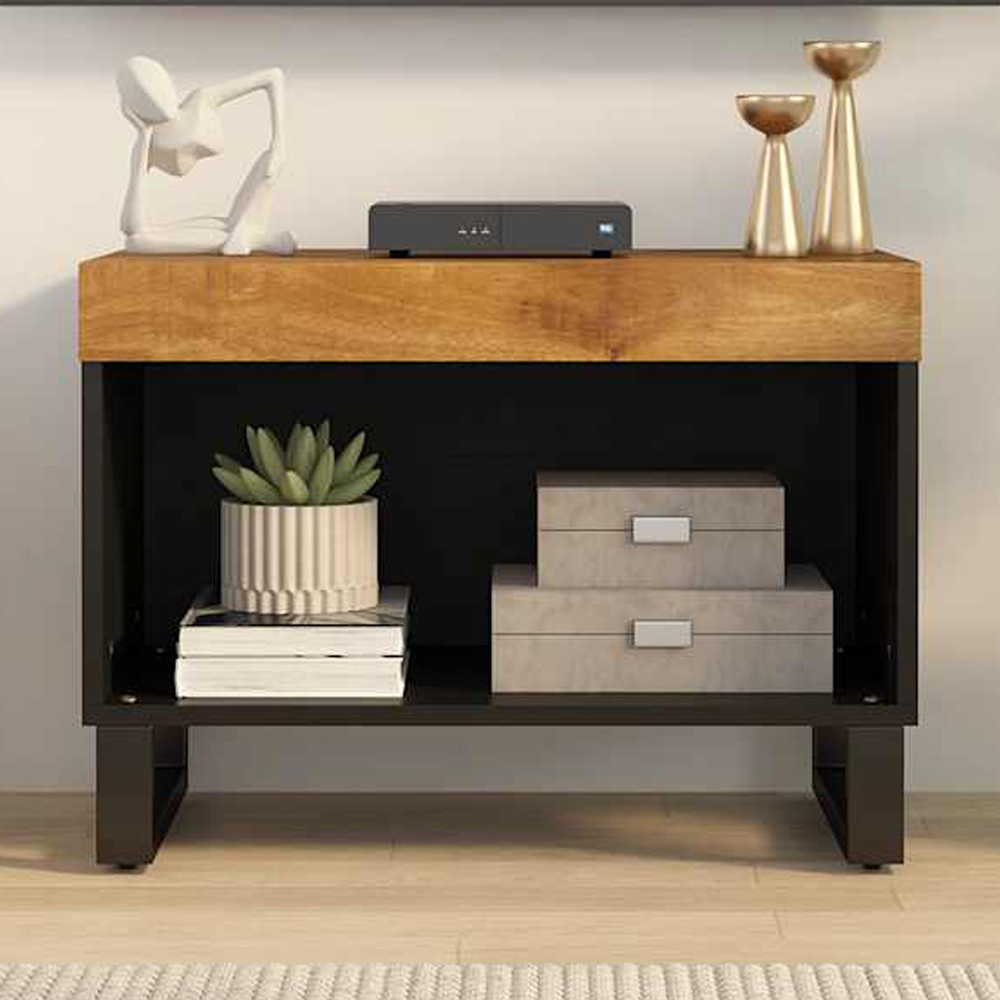 vidaXL Single Shelf Honey Brown Solid Mango Wood TV Cabinet Image 1