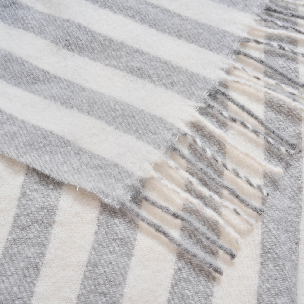 Allure Bath Fashions Grey Faux Mohair Striped Herringbone Throw Blanket 130 x 170cm Image 4