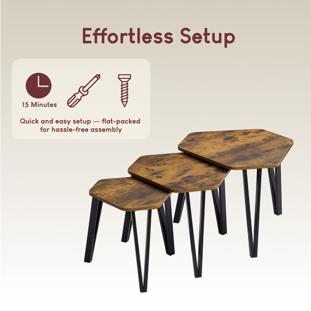 VIDA DESIGNS Brooklyn Dark Wood Nest of Tables Set of 3 Image 6