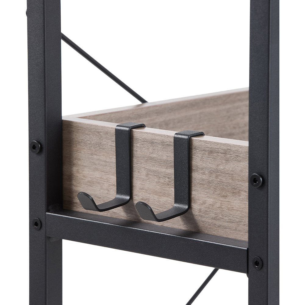 Living and Home 3 Shelf Black and Light Wood Freestanding Over the Toilet Storage Rack with Hooks Image 6