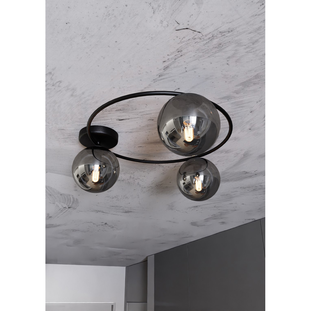 Emibig Sopra 3 Light Graphite Shade Black E14 Ceiling Light Image 5