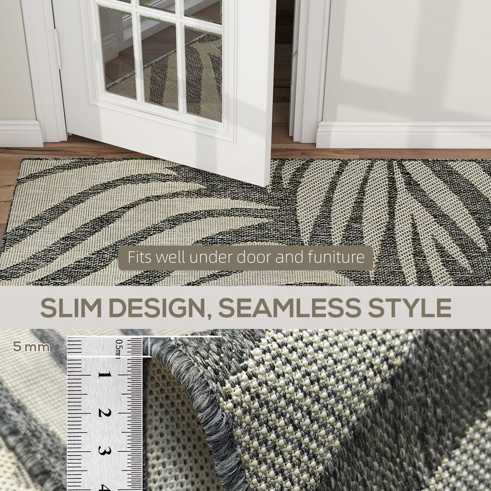 HOMCOM Grey Leaf Pattern Allergy Friendly Rug 230 x 160cm Image 7
