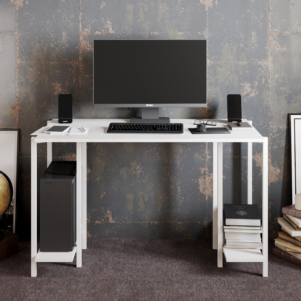 Decorotika Reader 2 Shelf Computer Desk White Image 3