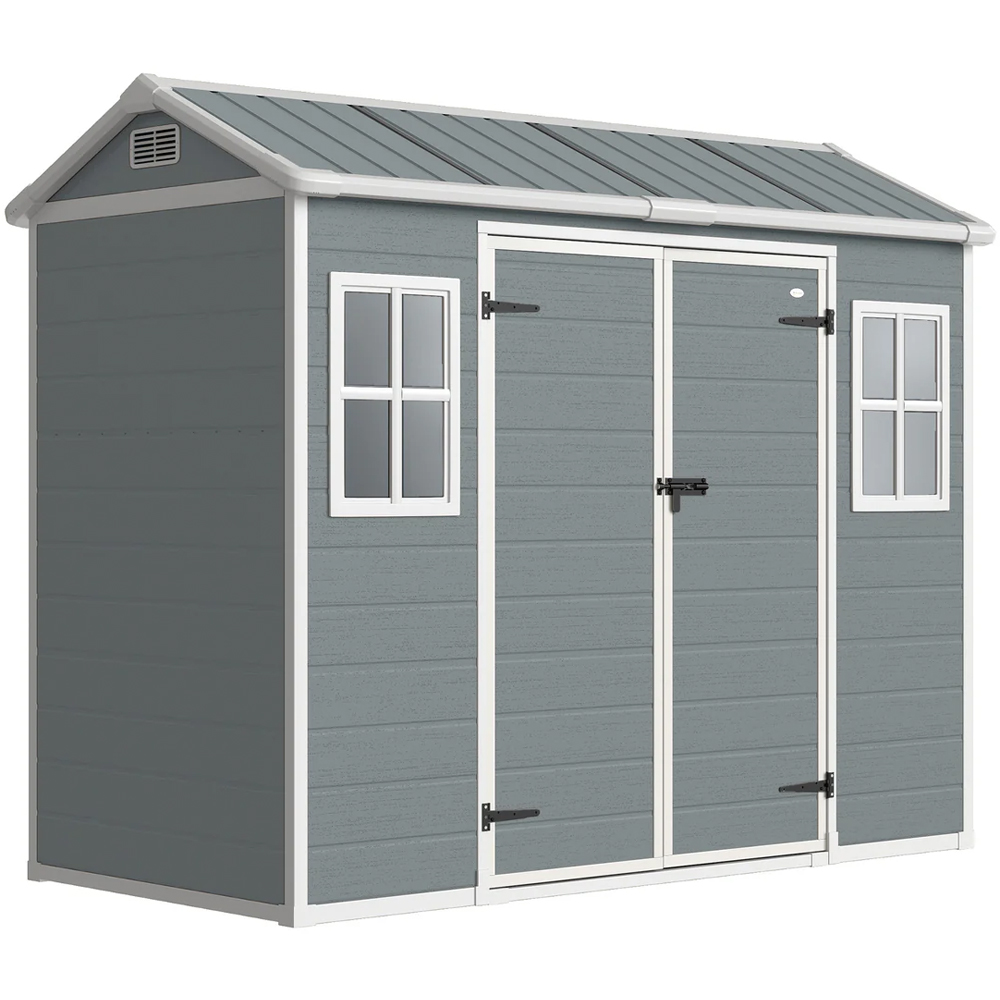 Outsunny 8 x 4ft Light Grey Apex Garden Shed with Built-In Floor Image 1