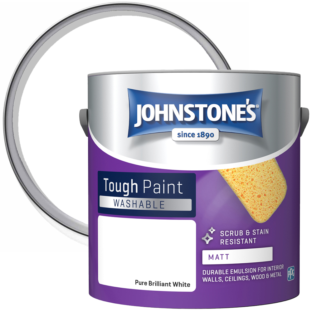 Johnstones Walls & Ceilings Pure Brilliant White Matt Emulsion Paint 2.5L Image 1