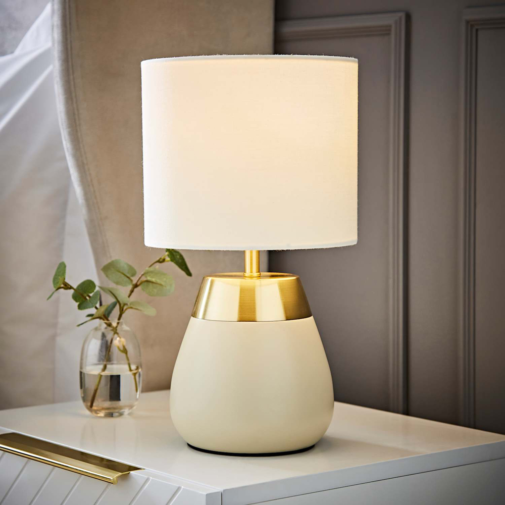 ValueLights Hurst Drum Shade Cream Touch Table Lamp with Bulb Image 6
