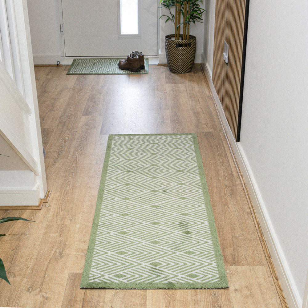JVL Mega Green Geo Latex Backed Door Runner 57 x 150cm Image 2