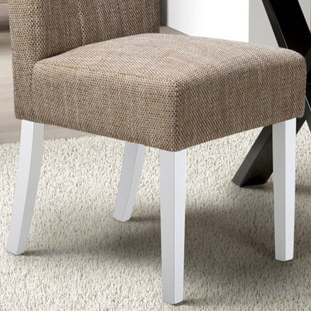 Moseley Set of 2 White Tweed Oatmeal Dining Chair Image 3