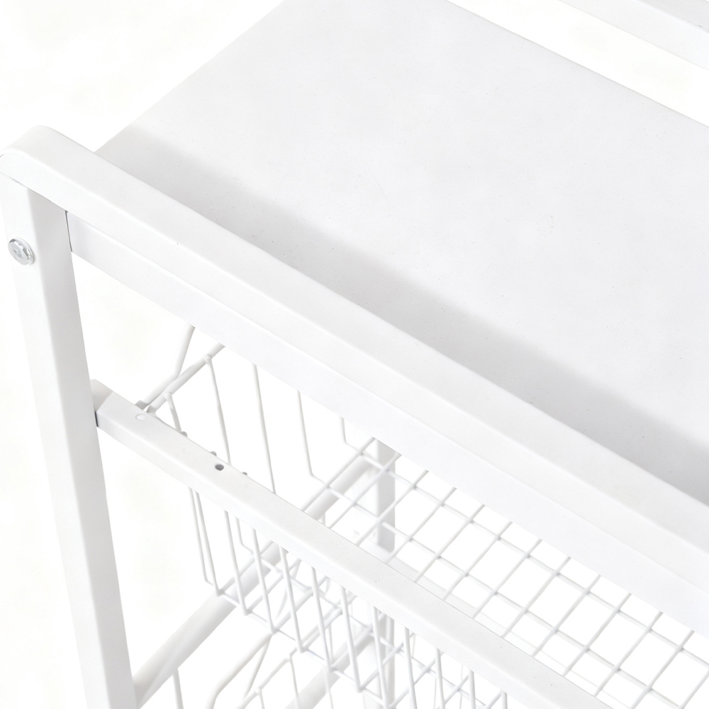 Living and Home 5 Shelf White Slim Rolling Kitchen Storage Organiser Image 4