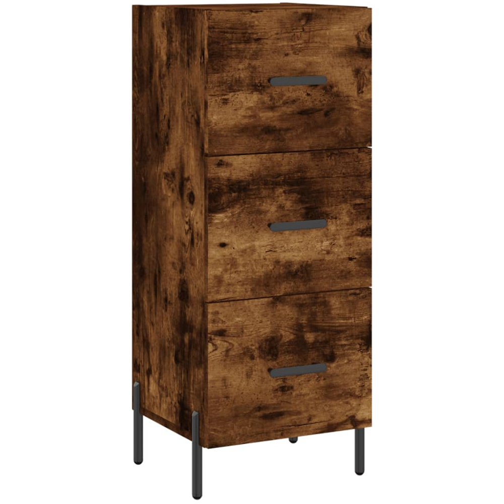 vidaXL Single Door 3 Drawer Smoked Oak Highboard Image 5