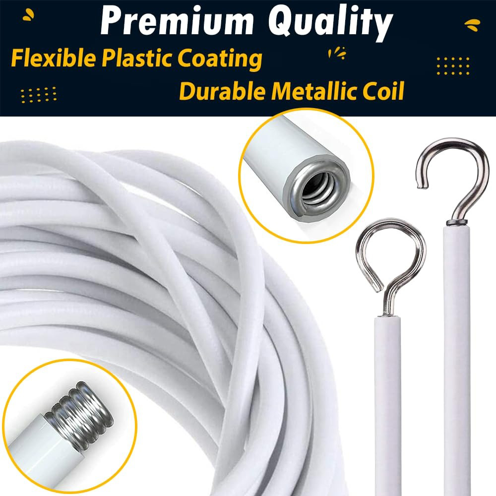 ATEK White Net Curtain Wire with Hooks and Eyes 2m Image 5