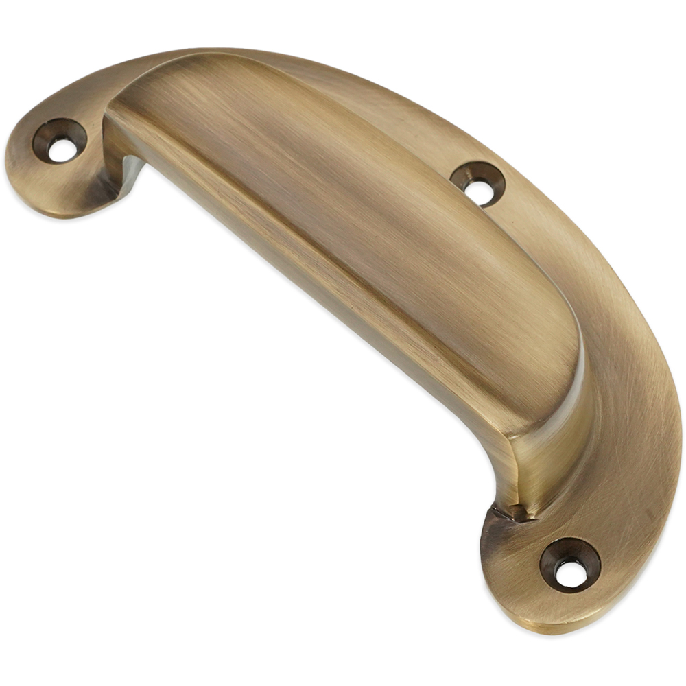 Spira Brass Traditional Antique Brass Cup Pull Drawer Handle Image 3