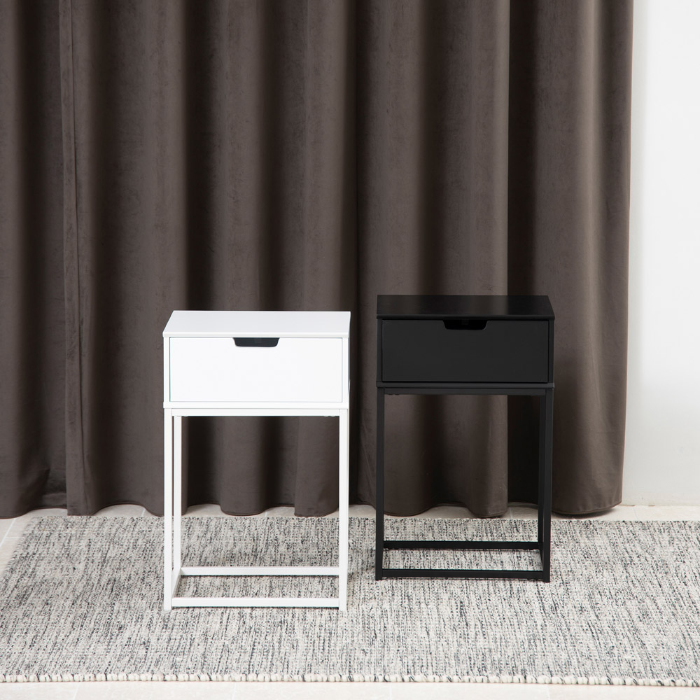 Florence Mitra Single White Drawer Bedside Table Image 9