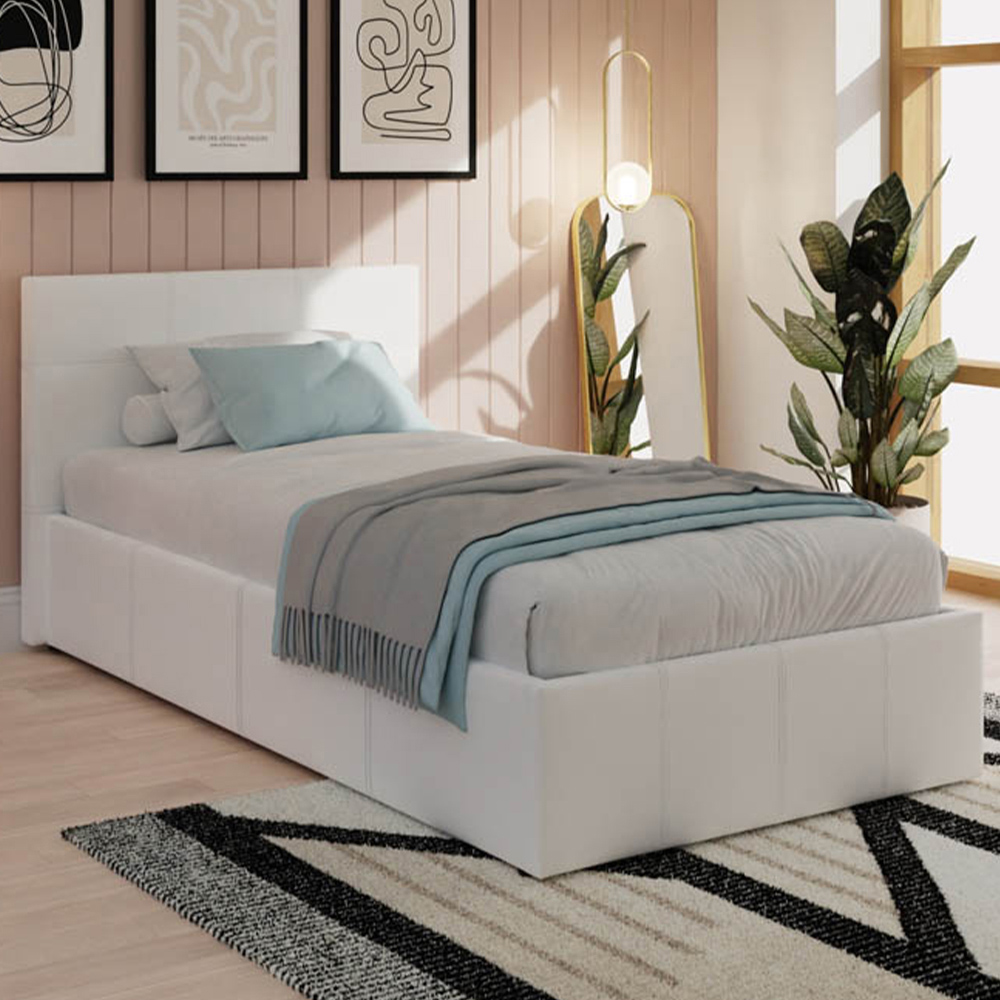GFW Single White Side Lift Ottoman Bed Image 1