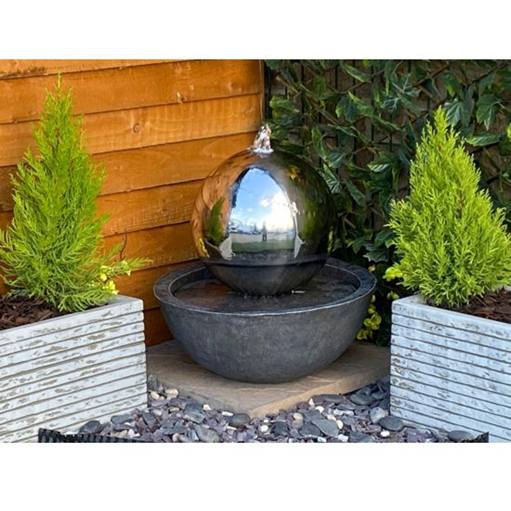 Tranquillity Sphere and Resin Base Mains Powered LED Water Feature Image 2