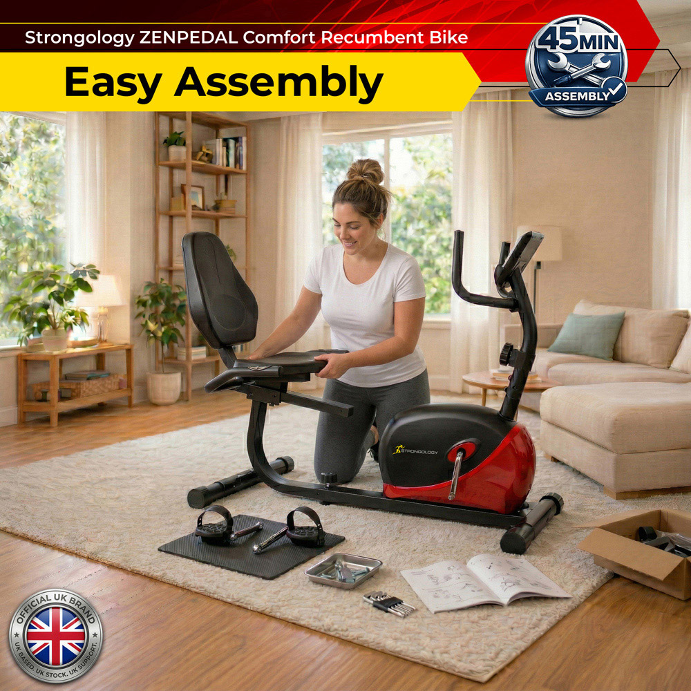 Strongology Zenpedal Magnetic Resistance Recumbent Exercise Bike with Smart LCD Display Image 9
