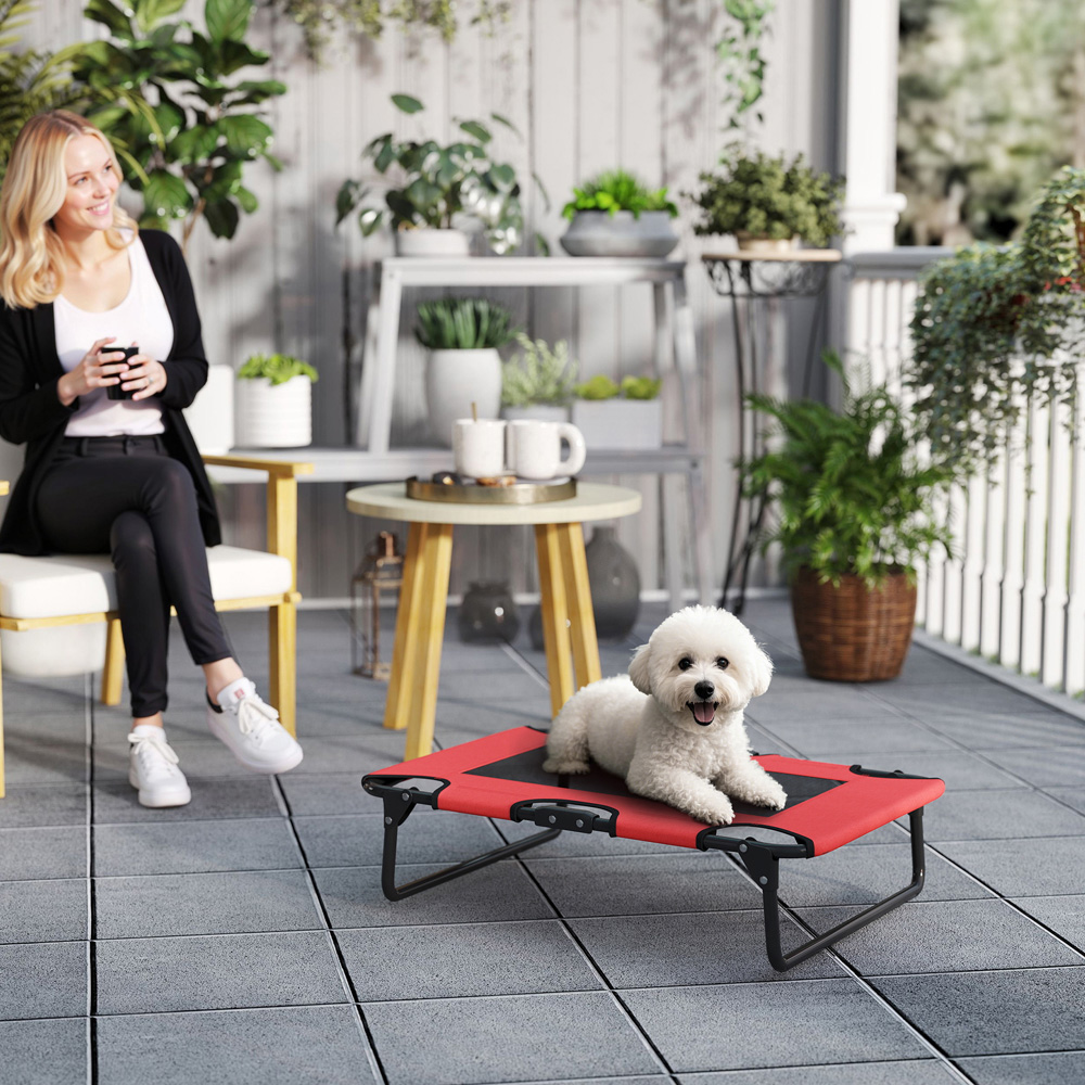PawHut 75 x 51cm Light Grey Small and Medium Dog Raised Bed Image 2