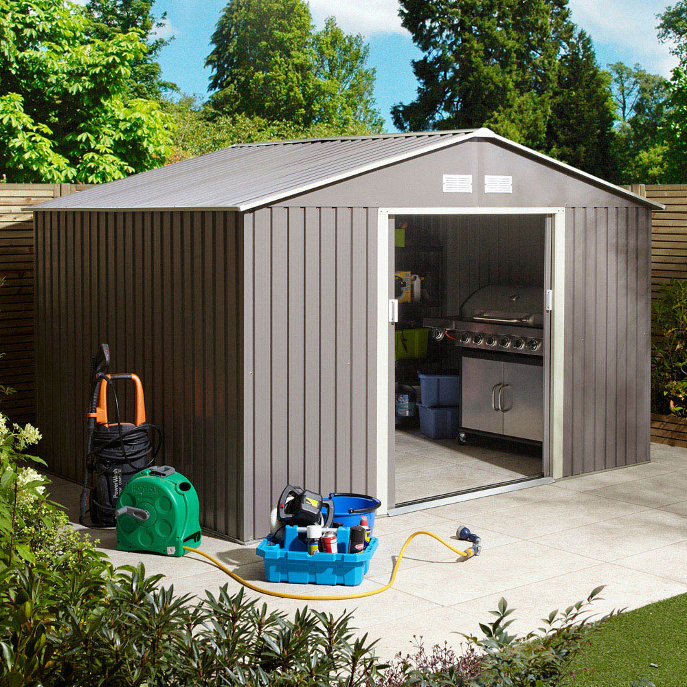 Rowlinson Trentvale Metal Apex Shed Light Grey with Foundation Kit 10 x 8ft Image 9
