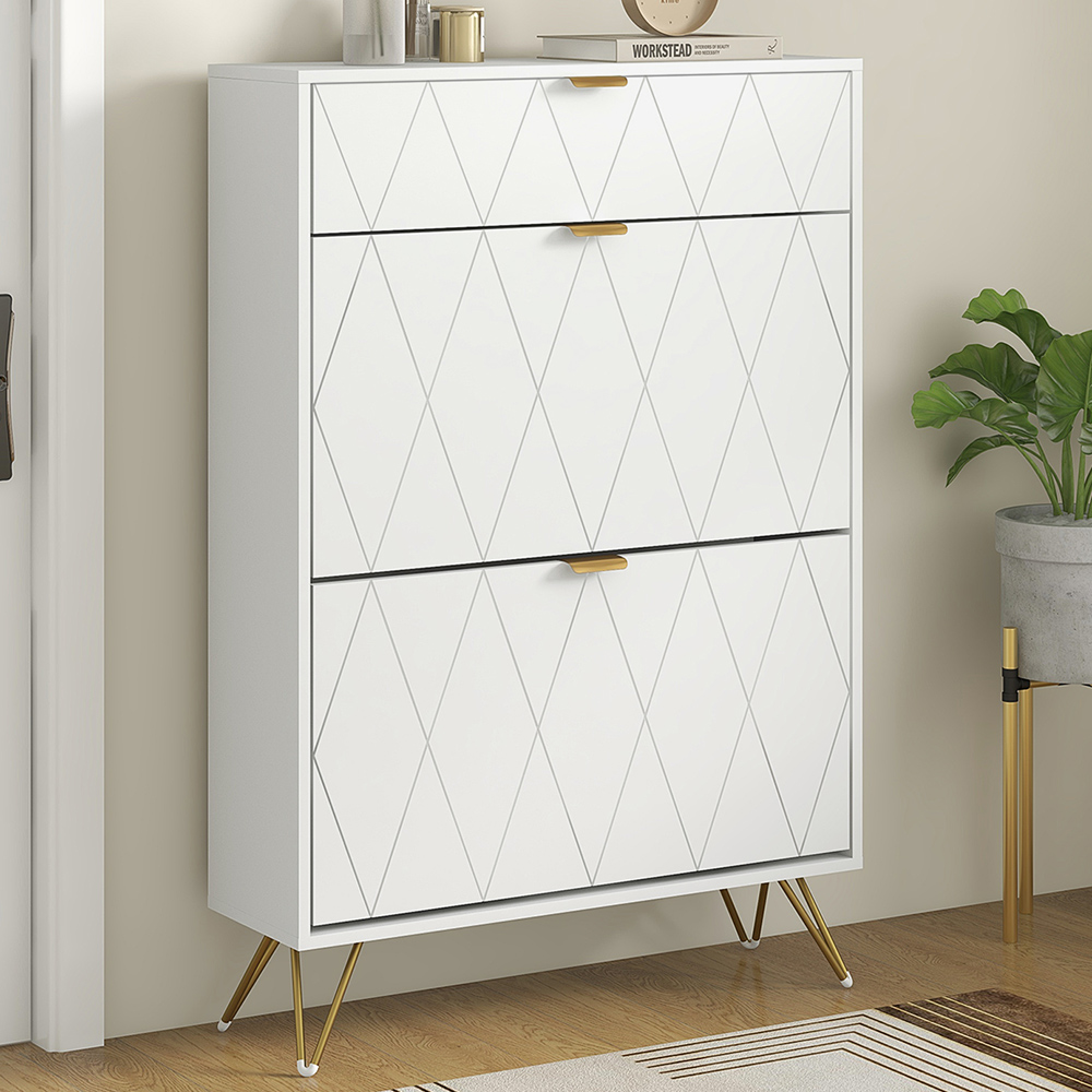 Portland 3 Flip Door Shoe Storage Cabinet Image 1