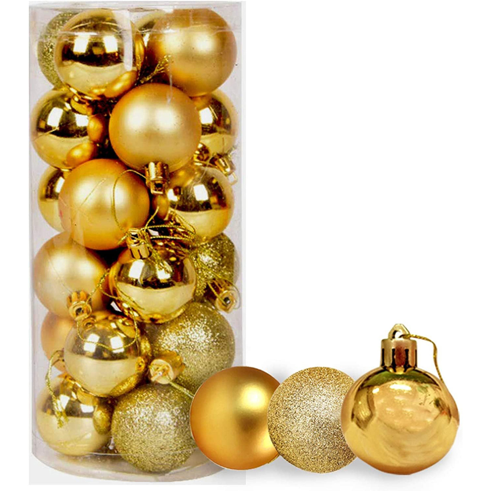 Shatchi Deep 3cm Gold Shatterproof Christmas Bauble 24 Pack Image 5